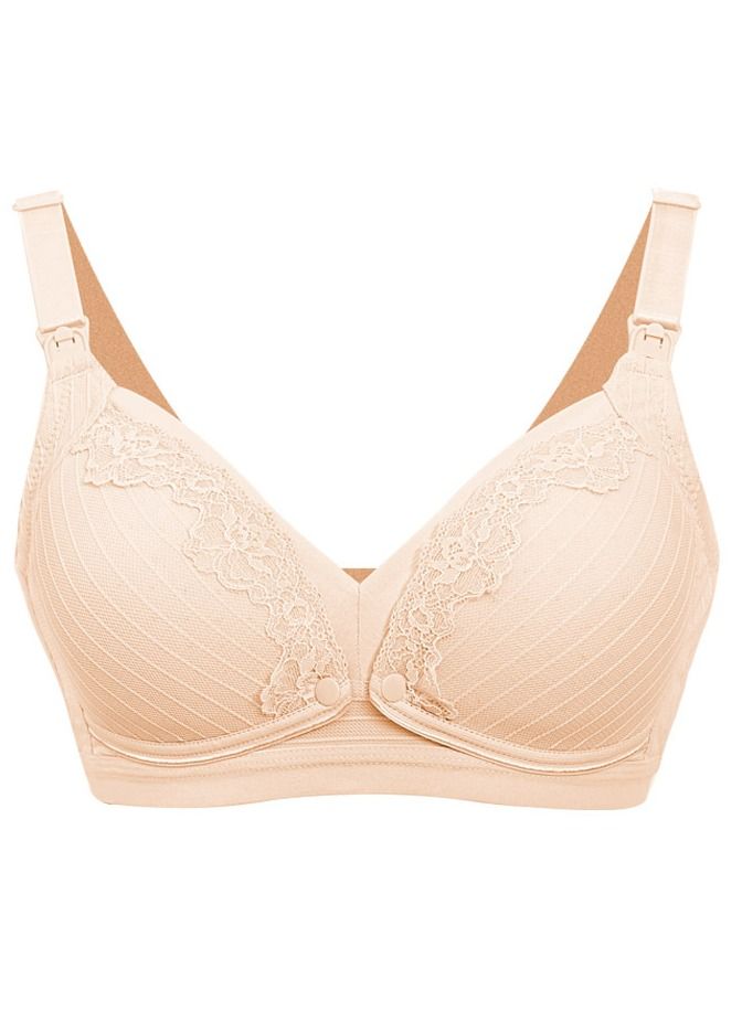 Loquat Comfy Solid Color Thin Cup Nursing Bra Pregnancy Underwear Beige 