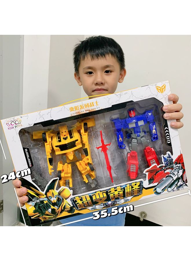 Deformation Toy Robot Car Wasp Optimus Warrior Hand-made Robot Boy Model Toy Gift Box-Color:H3 Wasp Optimus Combination - Image 1