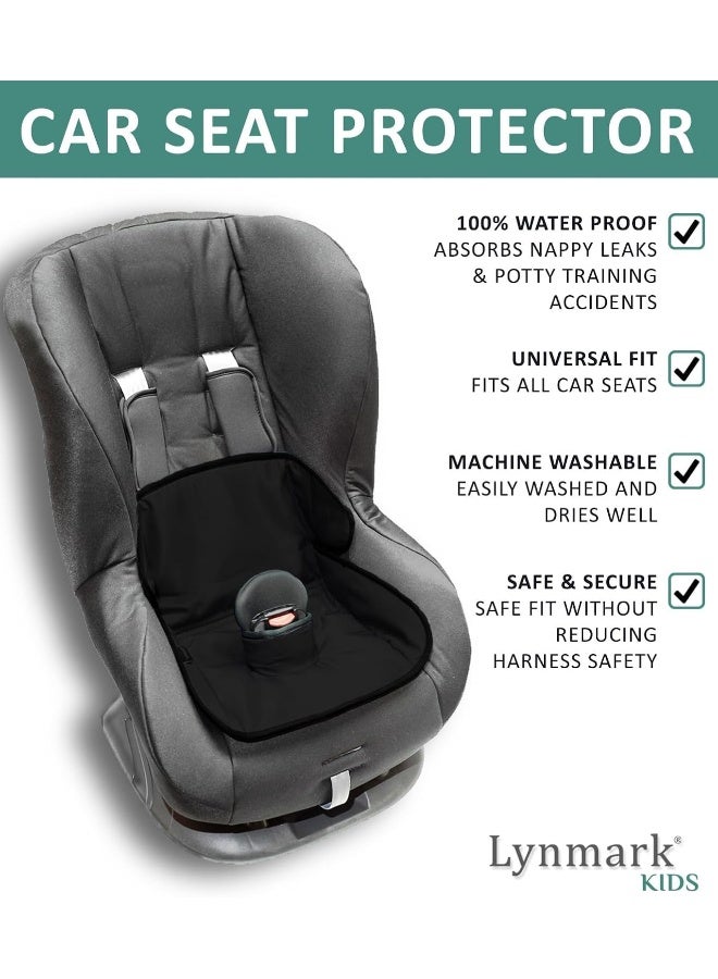 Lynmark Piddle Pads Car Seat Potty Training Cover - Waterproof Soft Toddler and Baby Car Seat Protector Mat - Travel-Friendly Universal Machine Washable Liner for Spills, Nappy Leaks, Accidents - Black - Image 2