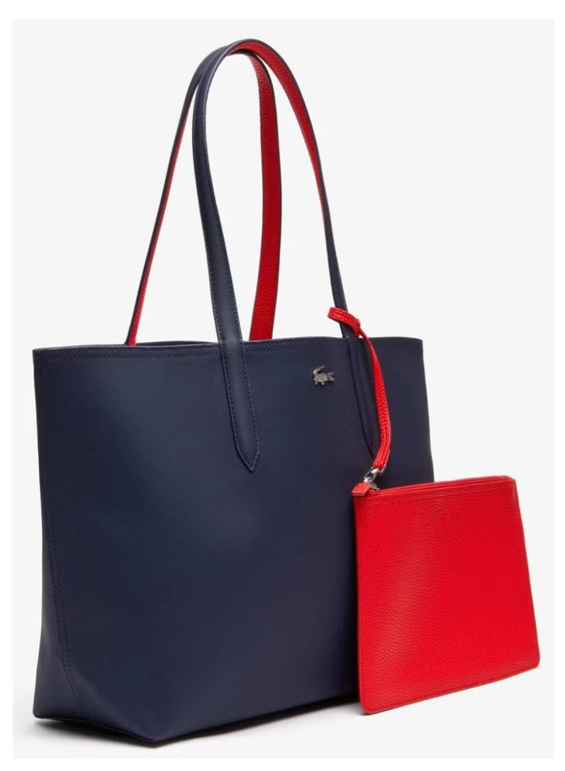 LACOSTE Women's Anna Double sided Two tone Large Capacity Handbag, Fashionable and Versatile, Black/Red - Image 3