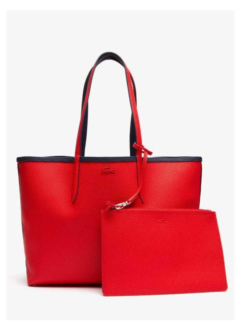 LACOSTE Women's Anna Double sided Two tone Large Capacity Handbag, Fashionable and Versatile, Black/Red - Image 5