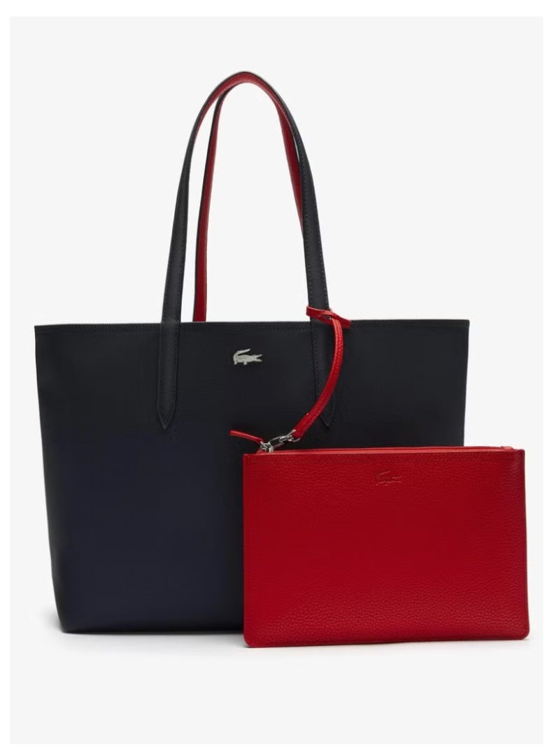 LACOSTE Women's Anna Double sided Two tone Large Capacity Handbag, Fashionable and Versatile, Black/Red - Image 1