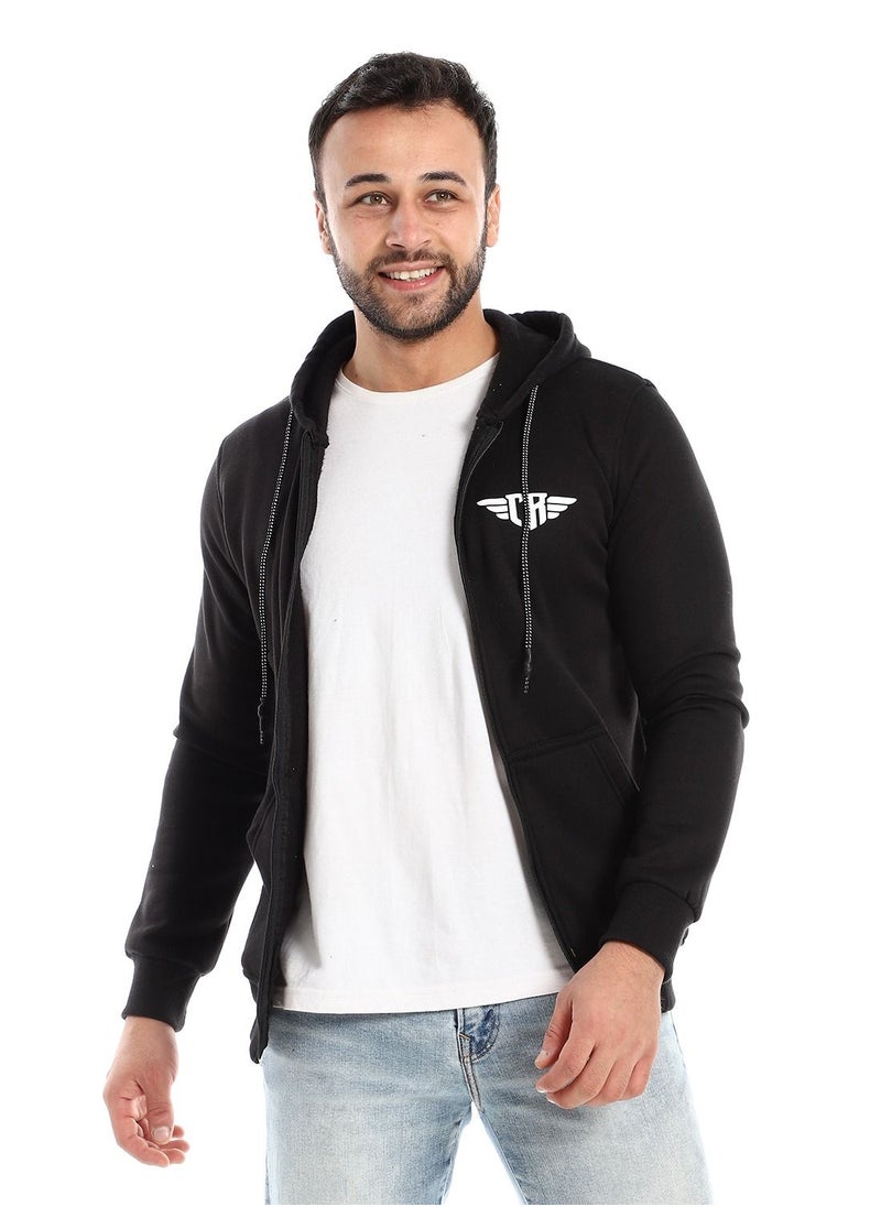 Caesar - Mens Printed wings Hoodie With Front Pockets and through zipper - Image 1