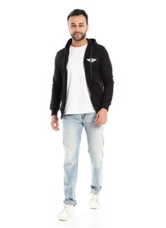 Mens Printed wings Hoodie With Front Pockets and through zipper