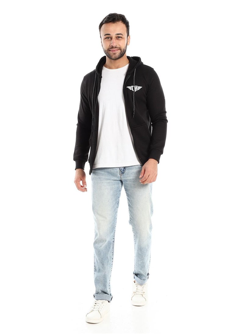 Caesar - Mens Printed wings Hoodie With Front Pockets and through zipper - Image 1