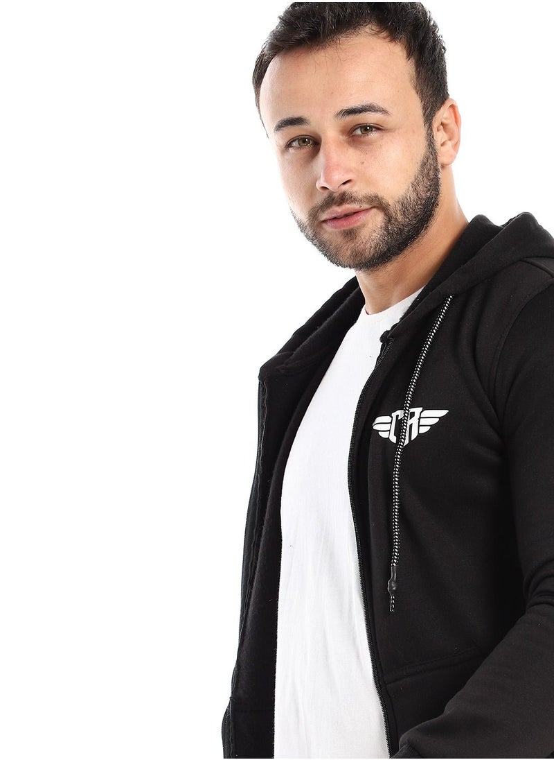 Caesar - Mens Printed wings Hoodie With Front Pockets and through zipper - Image 1