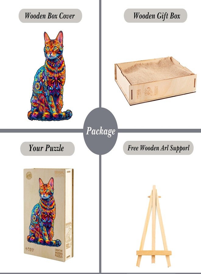 Jigfoxy Wooden Puzzle for Adults, Cat Wooden Jigsaw Puzzles for Adults, Unique Animal Shape Wood Cut Puzzles, Christmas Thanksgiving Gifts for Family Friend Puzzle Lovers(S-8.4 * 5.7in-75pcs) - Image 5