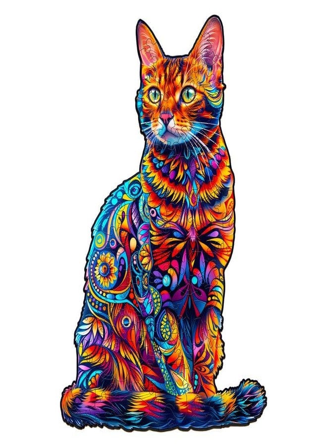 Jigfoxy Wooden Puzzle for Adults, Cat Wooden Jigsaw Puzzles for Adults, Unique Animal Shape Wood Cut Puzzles, Christmas Thanksgiving Gifts for Family Friend Puzzle Lovers(S-8.4 * 5.7in-75pcs) - Image 1