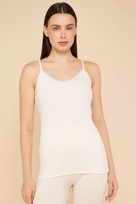 أر أند بي Lace Trim Ribbed Camisole