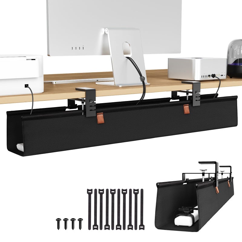 Zilink No Drill Under Desk Cable Management Tray 30" Cord Organizer for Table Clamp/Screw Mount Desk Cable Management Sturdy Waterproof Fabric Cord Hiders for Office, Home - Image 1