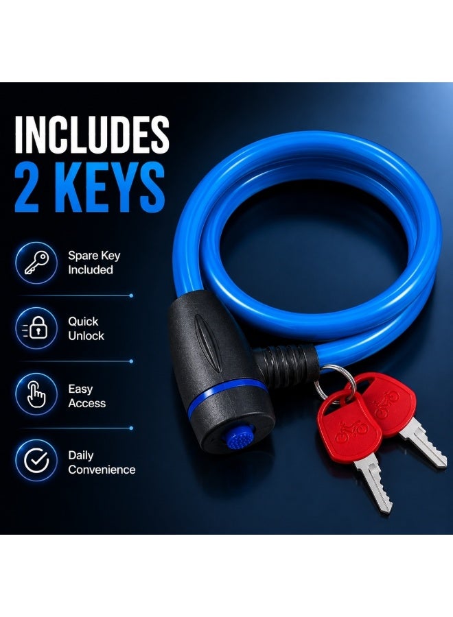 Bicycle Cable Lock with 2 Keys High Security Anti-Theft Lock for Bike Scooter Stroller Motorcycle - Image 3