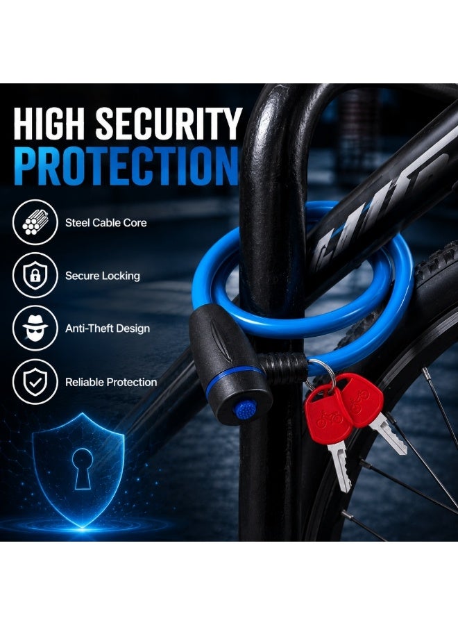 Bicycle Cable Lock with 2 Keys High Security Anti-Theft Lock for Bike Scooter Stroller Motorcycle - Image 2