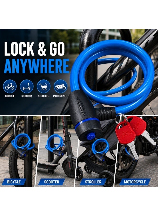 Bicycle Cable Lock with 2 Keys High Security Anti-Theft Lock for Bike Scooter Stroller Motorcycle - Image 4