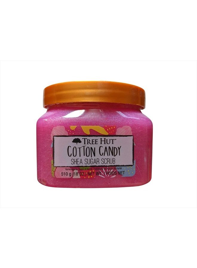 T H مقشر السكر وزبدة الشيا من Tree Hut Cotton Candy سعة 18 أونصة! مصنوع من السكر الحقيقي وزبدة الشيا المعتمدة وخلاصة الفراولة! مقشر للجسم يترك البشرة ناعمة وسلسة! (حلوى القطن) - Image 1