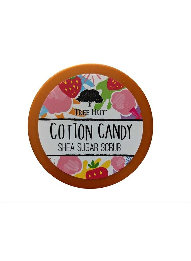 T H مقشر السكر وزبدة الشيا من Tree Hut Cotton Candy سعة 18 أونصة! مصنوع من السكر الحقيقي وزبدة الشيا المعتمدة وخلاصة الفراولة! مقشر للجسم يترك البشرة ناعمة وسلسة! (حلوى القطن) - Image 2