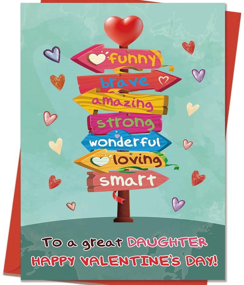 Mcduldul Valentines Cards for Daughter | Funny Daughter Valentines Cards Gifts from Dad Mom Parent with Printed Message Inside - Image 1