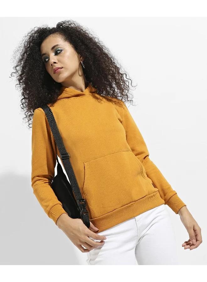 Pinacolada  Women's Mustard Yellow Pullover Hoodie With Kangaroo Pockets for Women | Best Price UAE