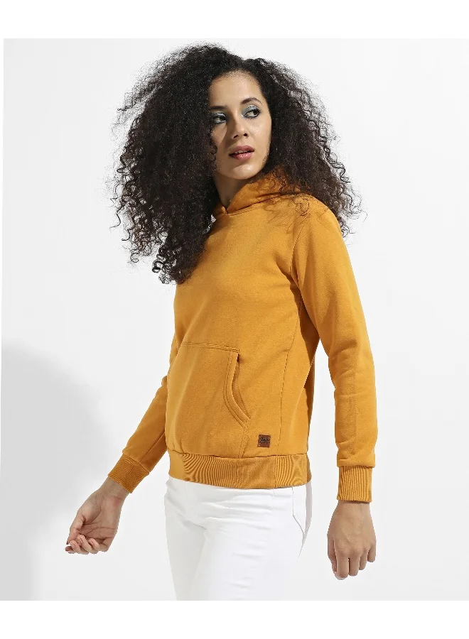 Pinacolada  Women's Mustard Yellow Pullover Hoodie With Kangaroo Pockets for Women | Best Price UAE