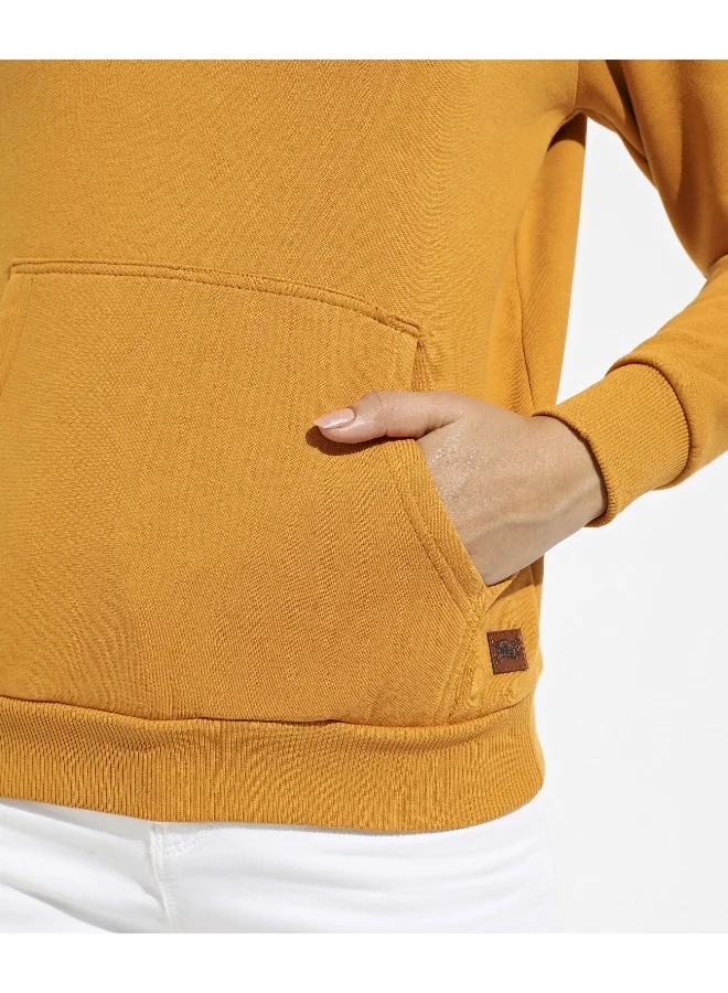 Pinacolada  Women's Mustard Yellow Pullover Hoodie With Kangaroo Pockets for Women | Best Price UAE