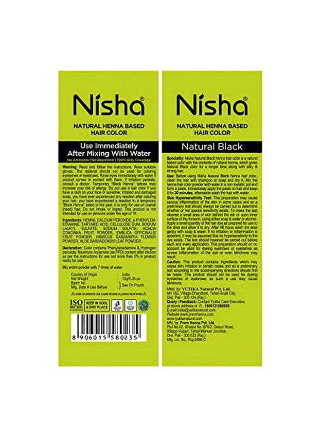 Nisha Henna Based Color Dye For Hair (0.35 Ounce (Pack of 10), Natural Black) - Image 3