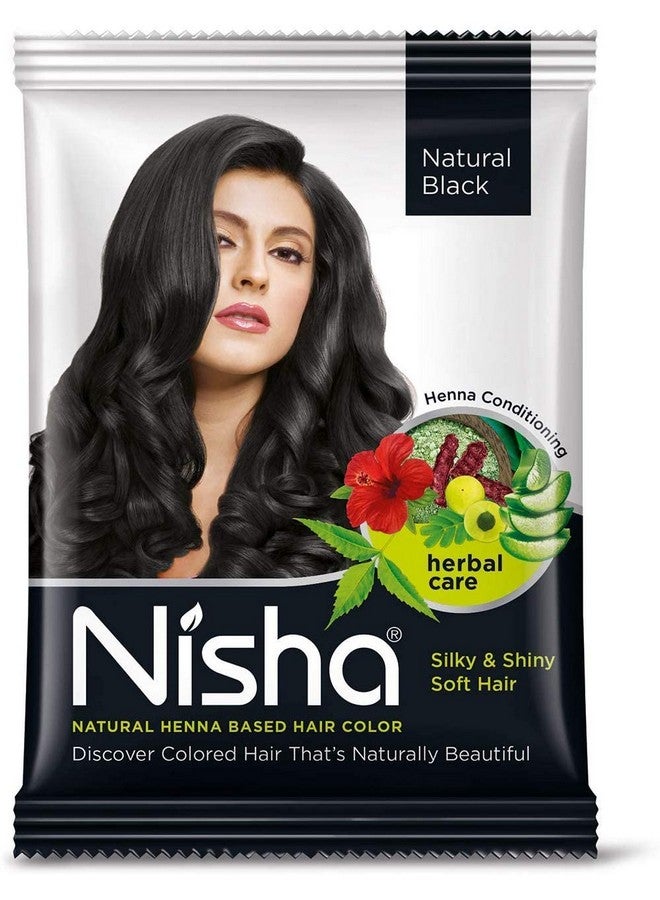 Nisha Henna Based Color Dye For Hair (0.35 Ounce (Pack of 10), Natural Black) - Image 1