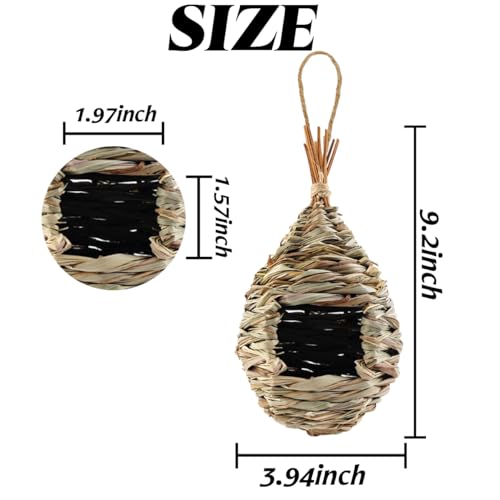 TIHOOD 4PCS 92 x 4 Inches Hand Woven Hummingbird HouseBird Hut and Hummingbird Houses Nest Small Hanging Bird Chickadee House for Finch Canary in Outdoor - Image 3