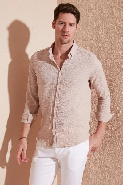 Buratti Cotton Striped Button Collar Long Sleeve Regular Fit Shirt Men's SHIRT CF23S112237
