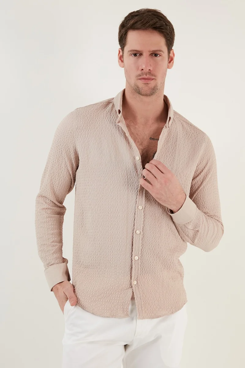 Buratti Cotton Striped Button Collar Long Sleeve Regular Fit Shirt Men's SHIRT CF23S112237