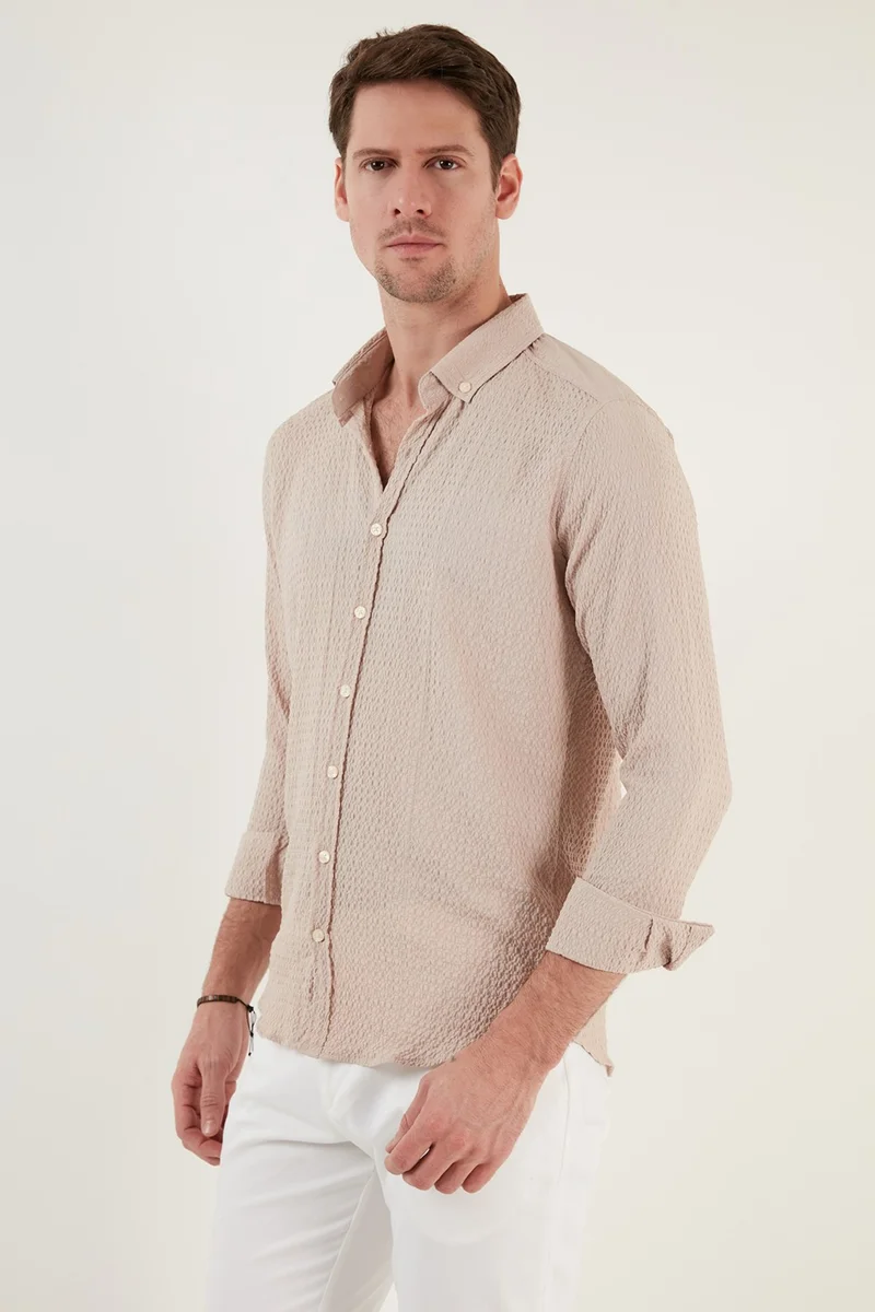 Buratti Cotton Striped Button Collar Long Sleeve Regular Fit Shirt Men's SHIRT CF23S112237