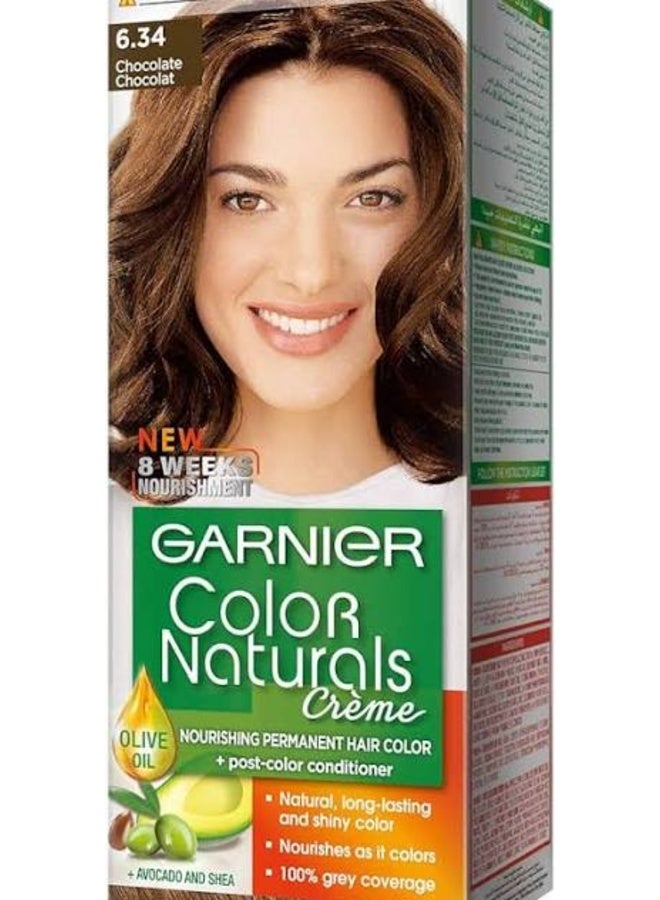 Garnier Color Naturals Permanent Crème Hair Color - 6.34 Chocolate Brown