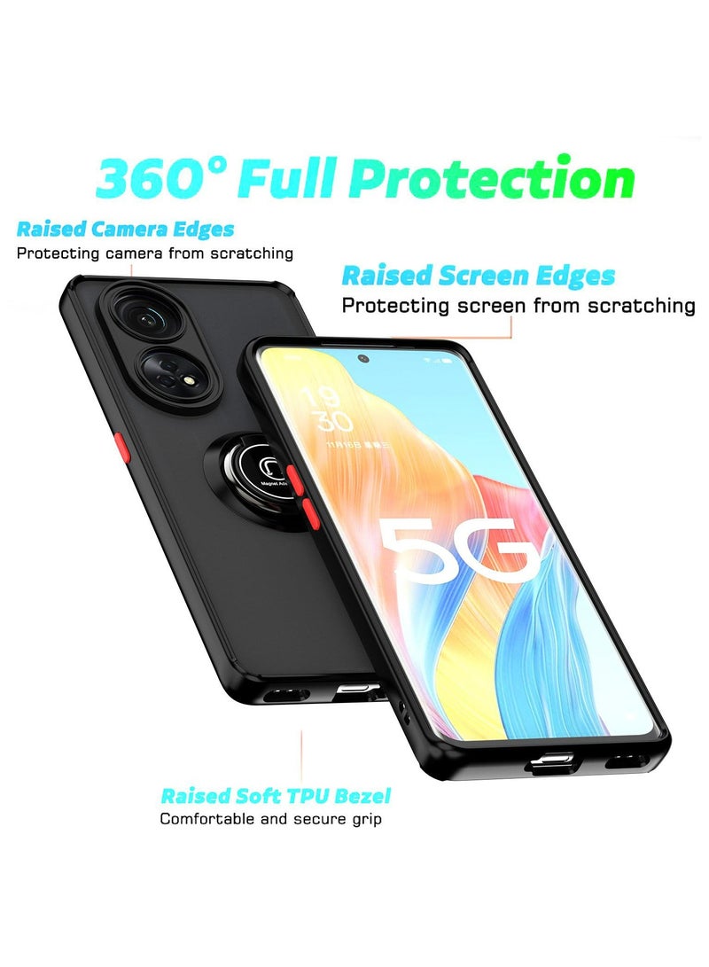 Honor X7b 4G/5G Case Cover, 360°Rotating Kickstand Ring + Support Magnetic Car Mount + Slim Thin PC&TPU Shockproof Mobile Phone Case For Honor X7b 4G/5G, Black - Image 5