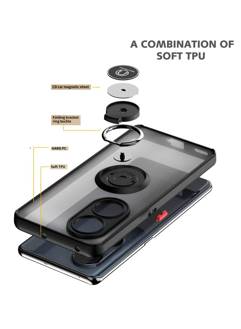 Honor X7b 4G/5G Case Cover, 360°Rotating Kickstand Ring + Support Magnetic Car Mount + Slim Thin PC&TPU Shockproof Mobile Phone Case For Honor X7b 4G/5G, Black - Image 2