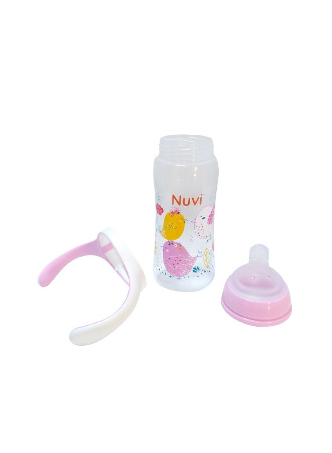 نوفي زجاجة رضاعة بلاستيكية واسعة العنق بمقبض من نوفي، 6m+  سعة 300 مل، متنوعة - Image 2
