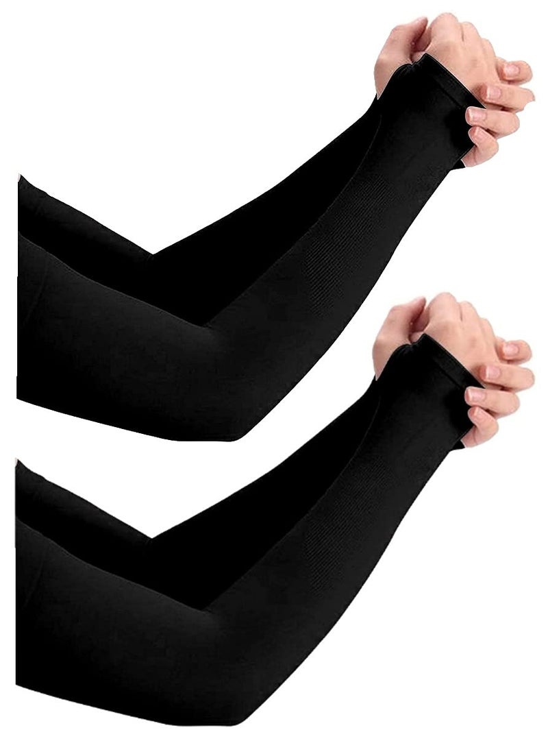 NESVIB 2 Pairs Biker/Sports Full Arm Fingerless Sleeves Gloves for UV, Dust, Summer, Sun Protection for men and Women - Image 1