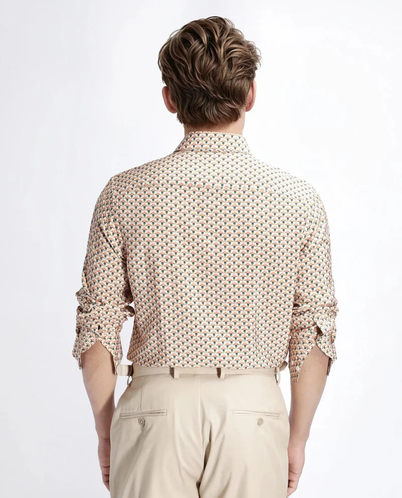 Rare Rabbit Men's Geometric Print Regular Fit Shirt