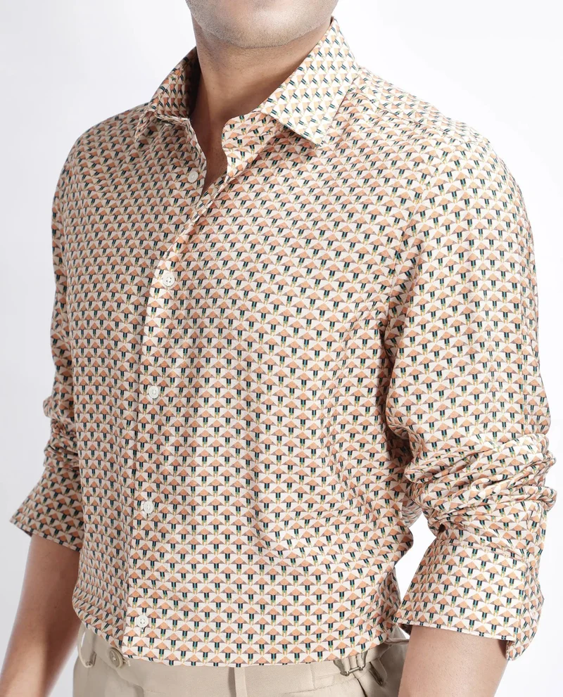 Rare Rabbit Men's Geometric Print Regular Fit Shirt