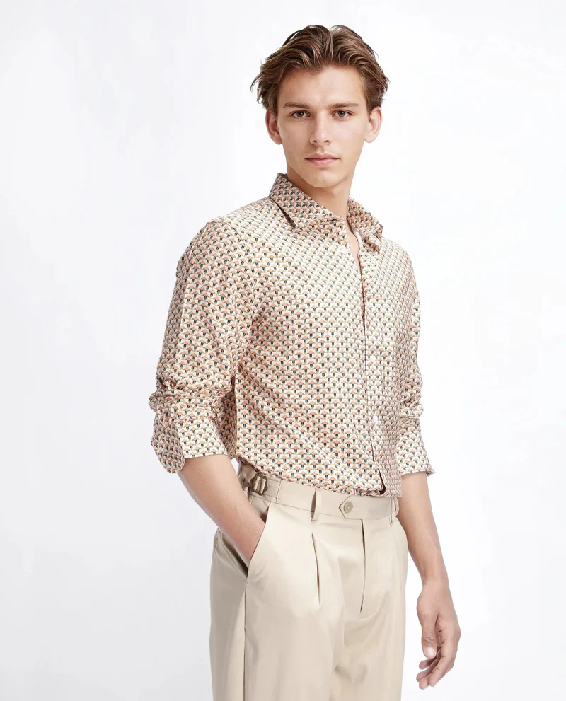 Rare Rabbit Men's Geometric Print Regular Fit Shirt