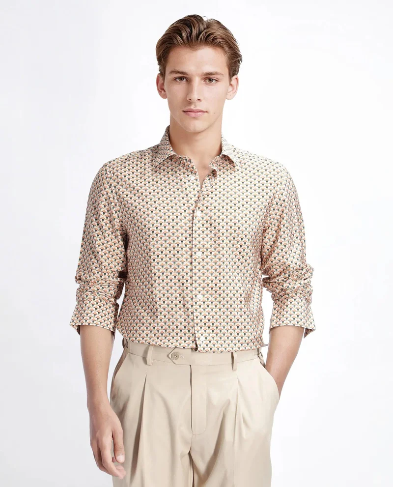Rare Rabbit Men's Geometric Print Regular Fit Shirt