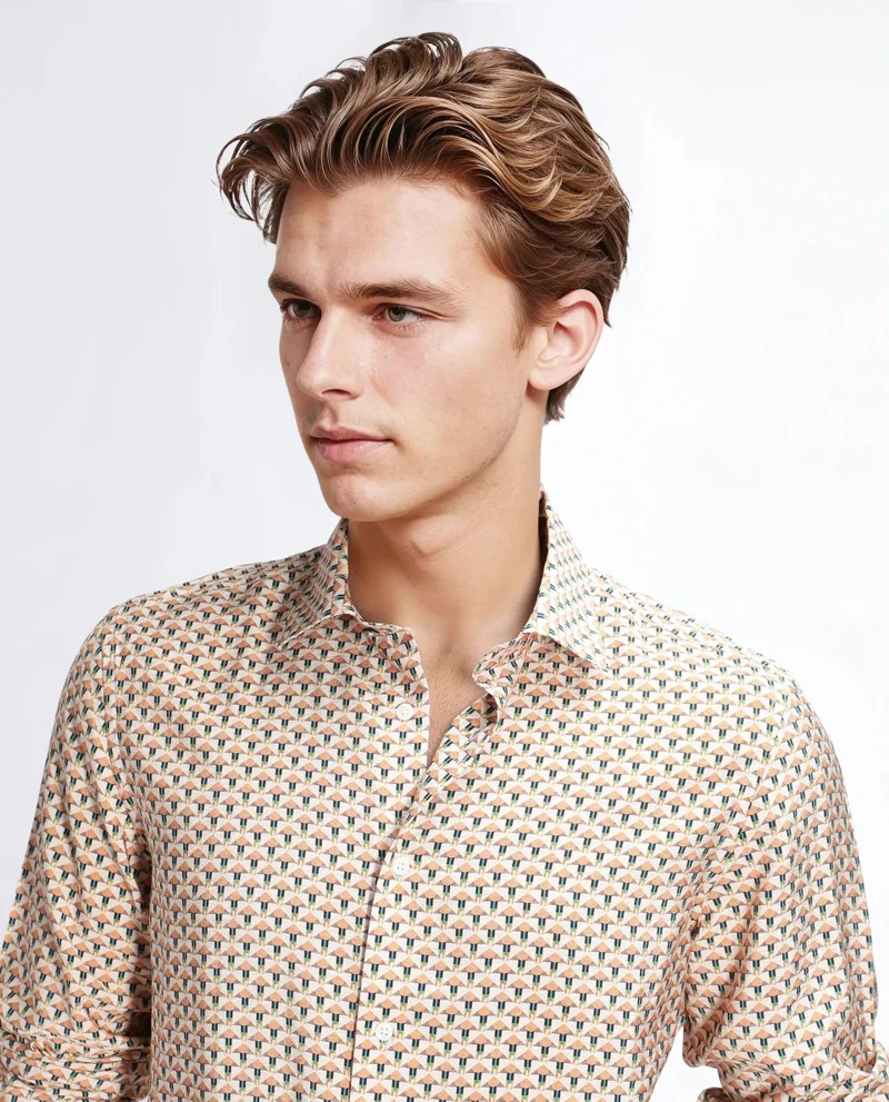 Rare Rabbit Men's Geometric Print Regular Fit Shirt