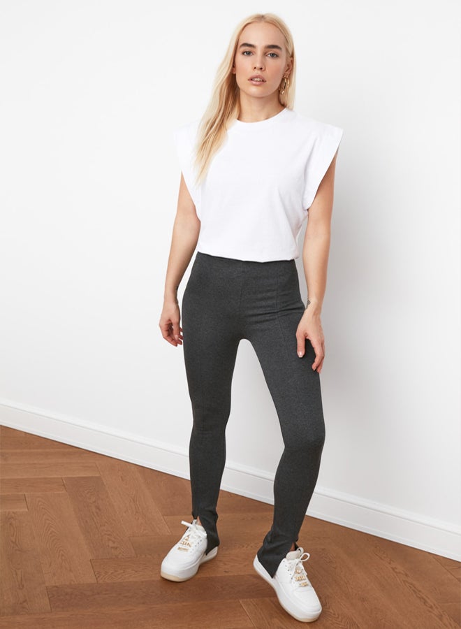 trendyol White 100% Cotton Wadding Look Basic Crew Neck Knitted T-Shirt - Image 2