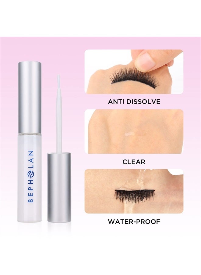 BEPHOLAN Eyelash Glue, Super Strong Hold for False Eyelashes, Lash Glue, Eyelash Adhesive, Latex Free, Suitable for Sensitive Eyes, Waterproof, White 0.176 oz