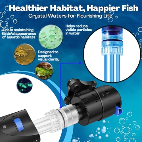 Flexzion Aquarium Filter U-V, 200 Gallon Fish Tank Filter with U-V Light for Green Control Cleaning, 200GPH Submersible Aquarium Pump for Turtle Tank, Freshwater Crystal Clear & Saltwater - Image 5