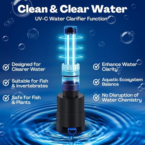 Flexzion Aquarium Filter U-V, 200 Gallon Fish Tank Filter with U-V Light for Green Control Cleaning, 200GPH Submersible Aquarium Pump for Turtle Tank, Freshwater Crystal Clear & Saltwater - Image 4