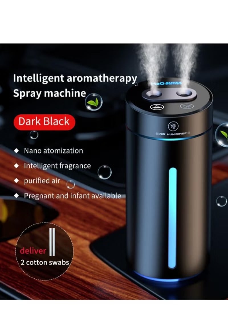 موزع روائح العلاج العطري للسيارة للزيوت العطرية 450 مل، مرطب هواء صغير USB، مرطب هواء صغير، LED، 7 ألوان متغيرة، منافذ رذاذ مزدوجة، بداية ذكية AI لغرفة السيارة، المنزل، المكتب، غرفة النوم - Image 3