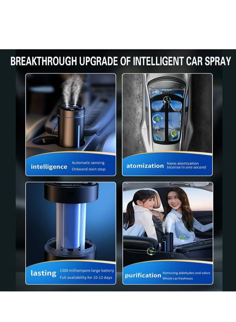 موزع روائح العلاج العطري للسيارة للزيوت العطرية 450 مل، مرطب هواء صغير USB، مرطب هواء صغير، LED، 7 ألوان متغيرة، منافذ رذاذ مزدوجة، بداية ذكية AI لغرفة السيارة، المنزل، المكتب، غرفة النوم - Image 4