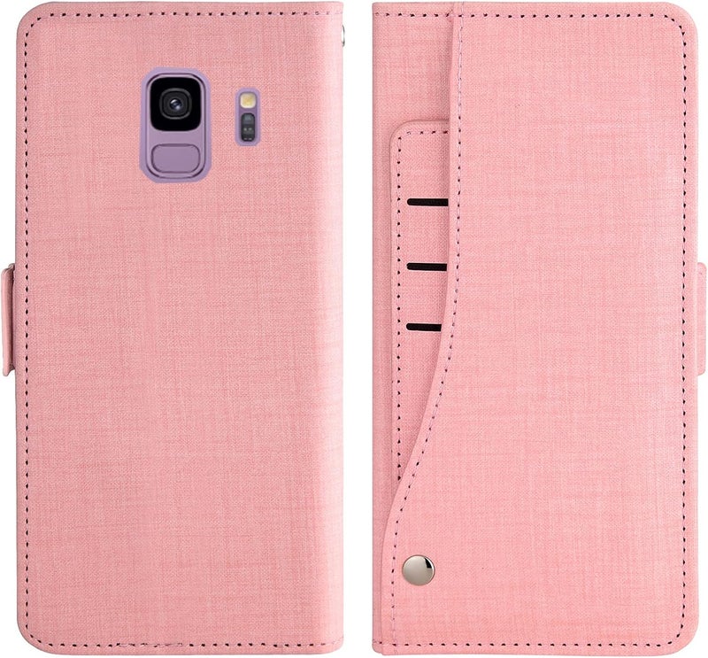 Asuwish Compatible with Samsung Galaxy S9 Wallet Case Tempered Glass Screen Protector and Leather Flip Cover Card Holder Stand Cell Accessories Phone Cases for Glaxay S 9 Edge 9S GS9 Women Men Pink - Image 5