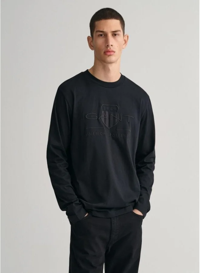 غانت Tonal Shield Long Sleeve T-Shirt