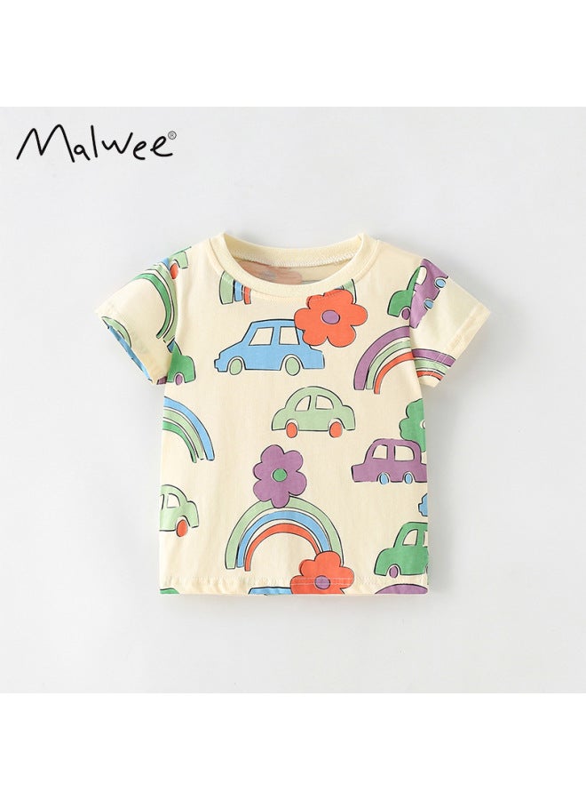 Malwee Boys Summer New European And American Style Round Neck Print Top Children T-shirt Short Sleeve