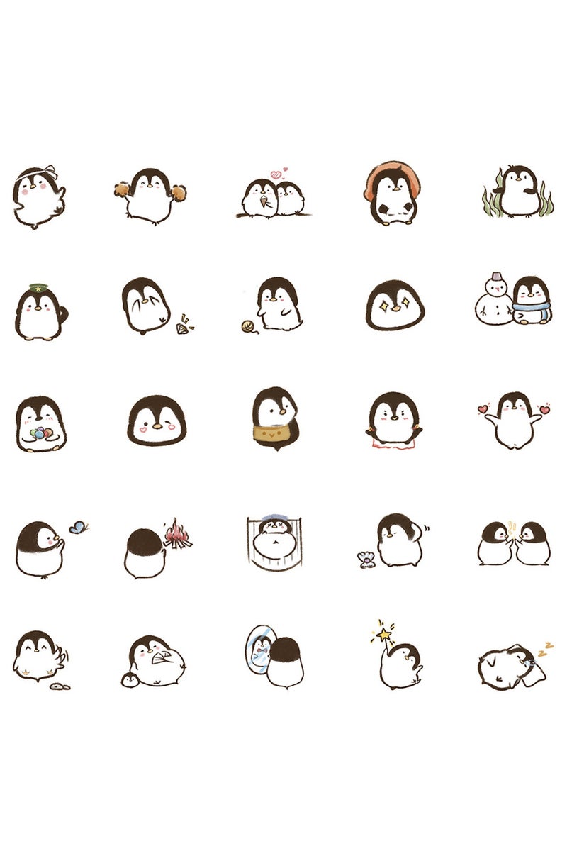 قوس قزح أورينبو 50 قطعة من ملصقات البطريق للمراهقين والأولاد والبنات والأطفال، ملصقات فينيل لطيفة على شكل كرتون، مقاومة للماء لأجهزة الكمبيوتر المحمول والهاتف والتابلت والأمتعة وقوارير المياه والدراجات والسيارات وأجهزة الكمبيوتر المحمولة، مجموعة ملصقات جميلة - Image 3