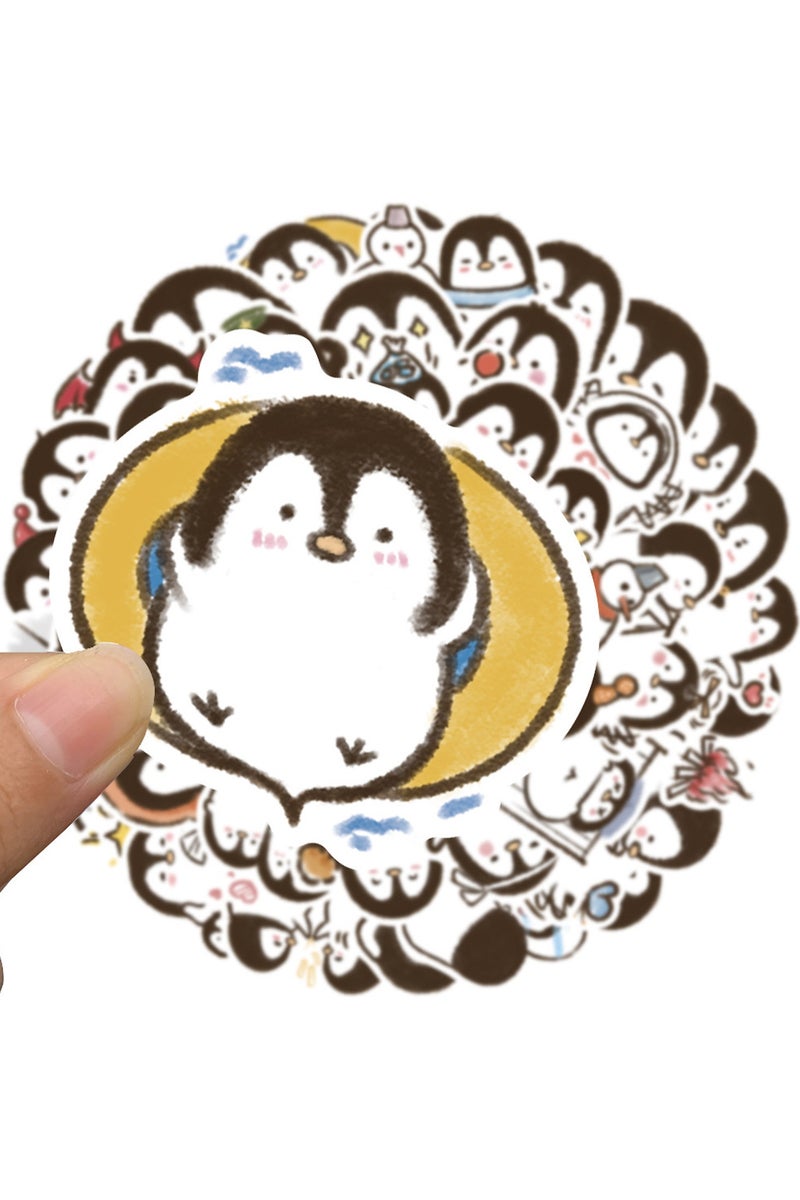 قوس قزح أورينبو 50 قطعة من ملصقات البطريق للمراهقين والأولاد والبنات والأطفال، ملصقات فينيل لطيفة على شكل كرتون، مقاومة للماء لأجهزة الكمبيوتر المحمول والهاتف والتابلت والأمتعة وقوارير المياه والدراجات والسيارات وأجهزة الكمبيوتر المحمولة، مجموعة ملصقات جميلة - Image 2